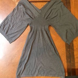 Navy sweater dress with deep v neckline